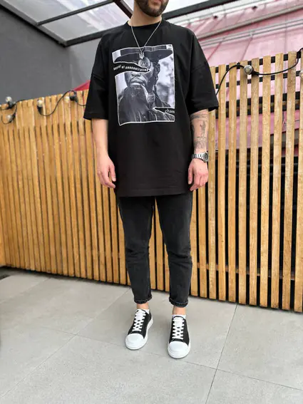 Кеды мужские кожаные черные с белым носком фото 6 — интернет-магазин Tapok