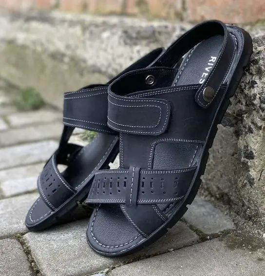 Чоловічі сандалі шкіряні літні чорні Rivest Ш фото 1 — інтернет-магазин Tapok