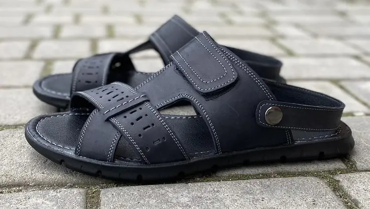 Мужские сандалии кожаные летние черные Rivest Ш фото 2 — интернет-магазин Tapok