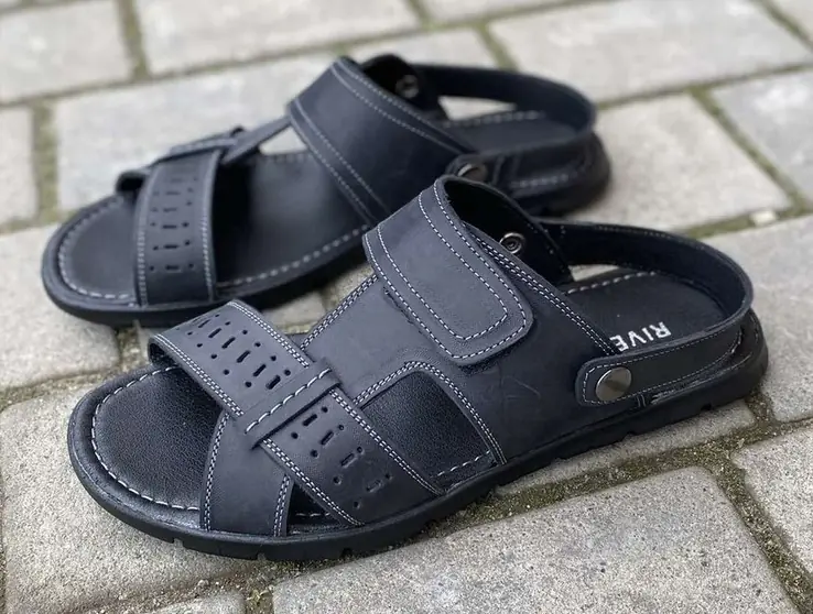 Мужские сандалии кожаные летние черные Rivest Ш фото 3 — интернет-магазин Tapok