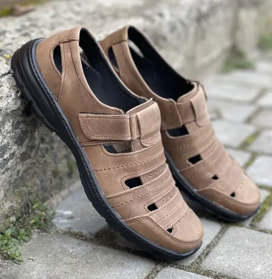 Мужские сандалии кожаные летние оливковые Emirro БК С фото 1 — интернет-магазин Tapok
