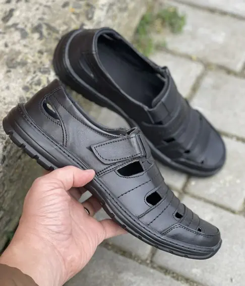 Мужские сандалии кожаные летние черные Emirro БК С фото 3 — интернет-магазин Tapok