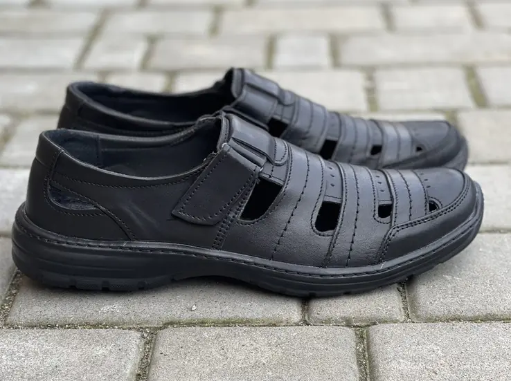 Мужские сандалии кожаные летние черные Emirro БК С фото 4 — интернет-магазин Tapok