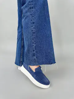 Лоферы женские замшевые цвета джинс