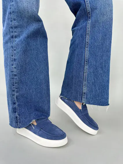 Лоферы женские замшевые цвета джинс фото 2 — интернет-магазин Tapok