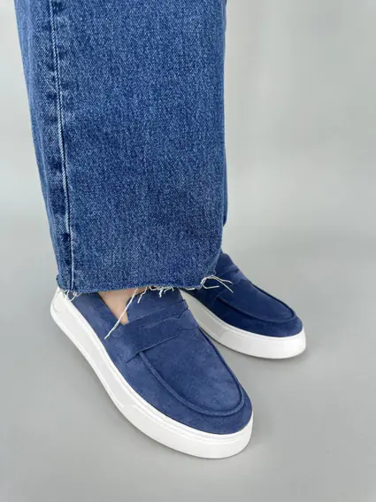 Лоферы женские замшевые цвета джинс фото 3 — интернет-магазин Tapok