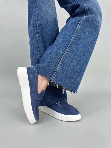 Лоферы женские замшевые цвета джинс фото 4 — интернет-магазин Tapok