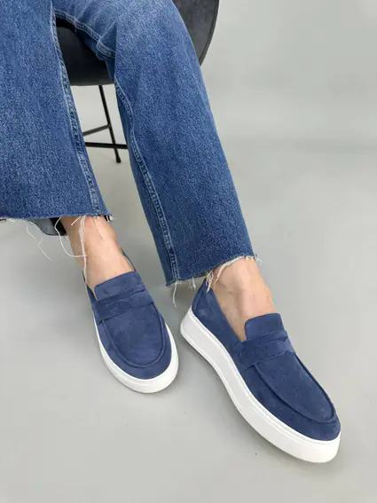Лоферы женские замшевые цвета джинс фото 6 — интернет-магазин Tapok