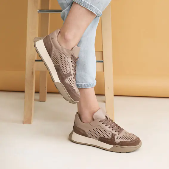 Кросівки жіночі шкіряні 4S 585325 Бежеві фото 6 — інтернет-магазин Tapok