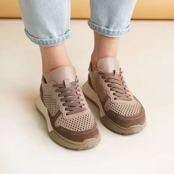 Кросівки жіночі шкіряні 4S 585325 Бежеві фото 10 — інтернет-магазин Tapok