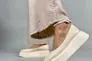 Туфлі жіночі шкіряні молочного кольору на платформі Фото 2