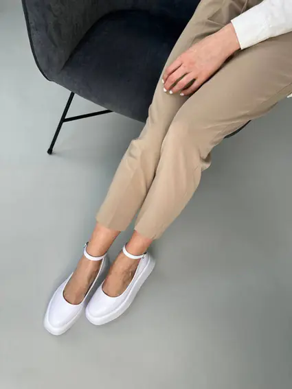 Туфлі жіночі шкіряні білого кольору на платформі фото 8 — інтернет-магазин Tapok