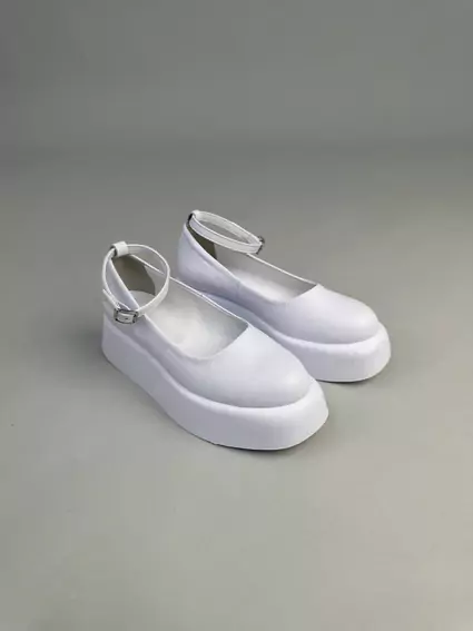 Туфлі жіночі шкіряні білого кольору на платформі фото 11 — інтернет-магазин Tapok