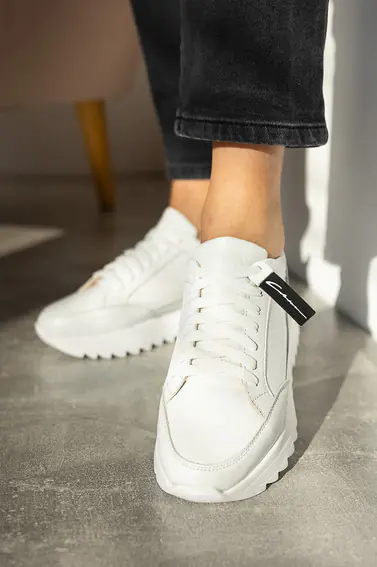 Жіночі кросівки шкіряні весняно-осінні білі Yuves 1155 фото 2 — інтернет-магазин Tapok