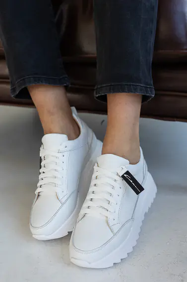 Жіночі кросівки шкіряні весняно-осінні білі Yuves 1155 фото 5 — інтернет-магазин Tapok