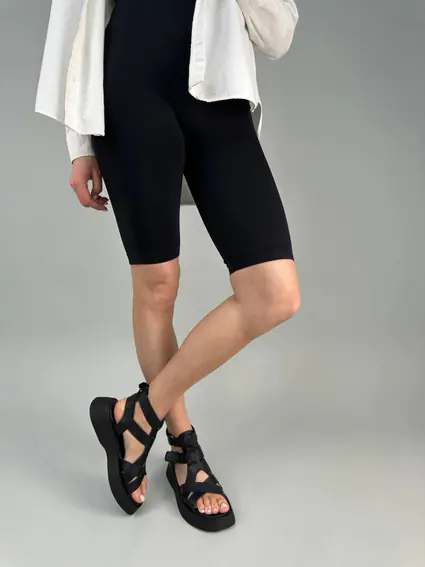 Босоножки женские кожаные черного цвета фото 3 — интернет-магазин Tapok