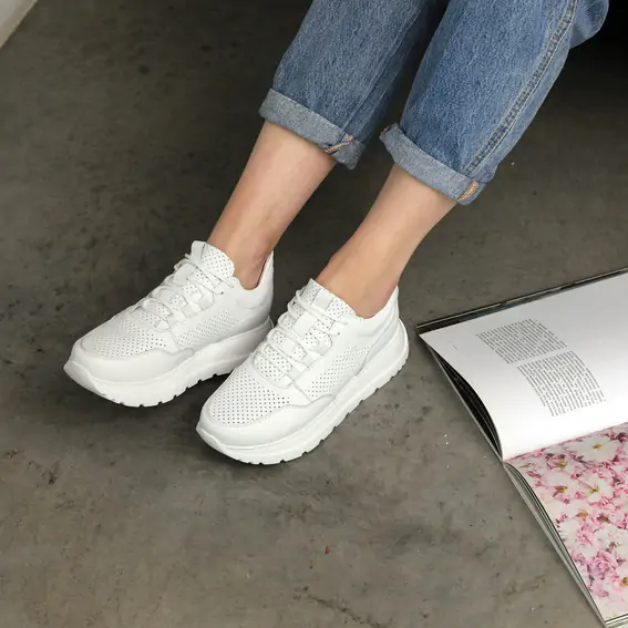 Кросівки жіночі шкіряні 4S 585720 Білі фото 1 — інтернет-магазин Tapok