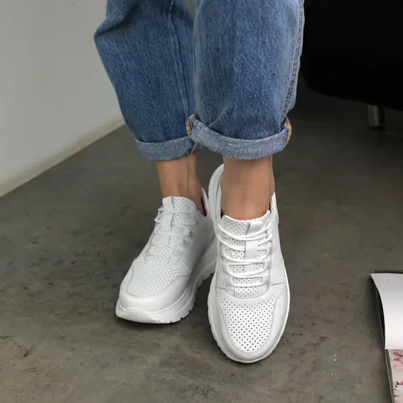 Кросівки жіночі шкіряні 4S 585720 Білі фото 3 — інтернет-магазин Tapok