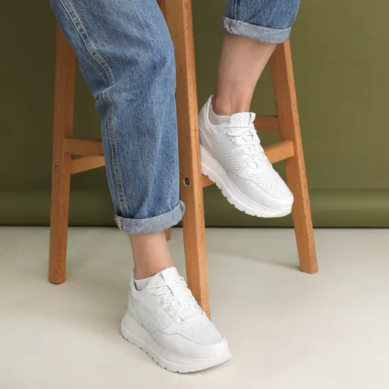 Кросівки жіночі шкіряні 4S 585720 Білі фото 6 — інтернет-магазин Tapok