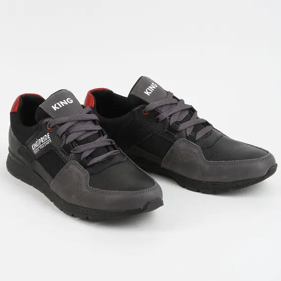 Кроссовки мужские кожаные 339617  Fashion Серый фото 4 — интернет-магазин Tapok