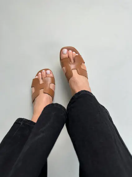 Шльопанці жіночі шкіряні коричневі фото 9 — інтернет-магазин Tapok