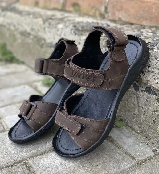 Мужские сандалии кожаные летние коричневые Yuves 411 фото 1 — интернет-магазин Tapok