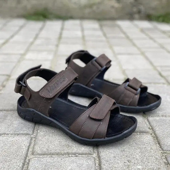 Мужские сандалии кожаные летние коричневые Yuves 411 фото 2 — интернет-магазин Tapok