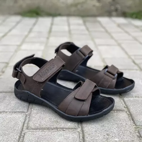 Мужские сандалии кожаные летние коричневые Yuves 411 фото 4 — интернет-магазин Tapok