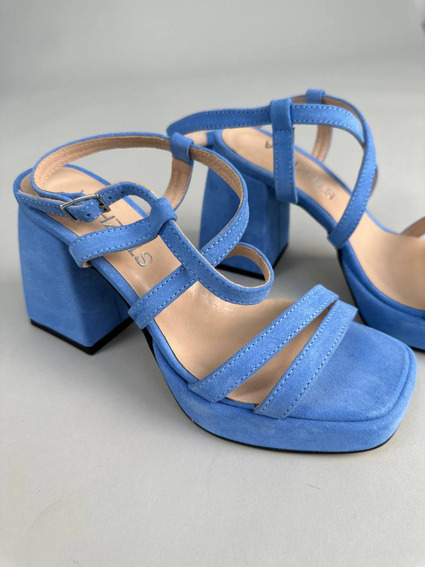 Босоножки женские замшевые голубого цвета фото 14 — интернет-магазин Tapok