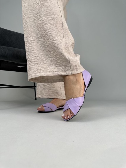 Балетки жіночі шкіряні фіолетового кольору фото 1 — інтернет-магазин Tapok