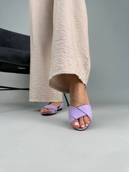 Балетки жіночі шкіряні фіолетового кольору фото 2 — інтернет-магазин Tapok