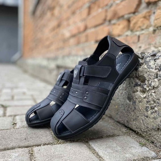 Мужские сандалии кожаные летние черные Morethan Пр-1 фото 4 — интернет-магазин Tapok
