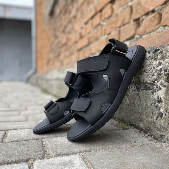 Мужские сандалии кожаные летние черные Caiman C-6 фото 1 — интернет-магазин Tapok