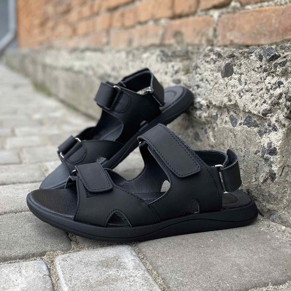 Мужские сандалии кожаные летние черные Caiman C-6 фото 7 — интернет-магазин Tapok