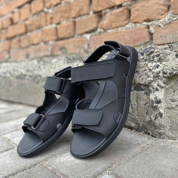 Мужские сандалии кожаные летние черные Caiman C-6 фото 9 — интернет-магазин Tapok