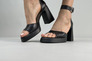 Босоножки женские кожаные черные на каблуках Фото 1