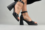 Босоножки женские кожаные черные на каблуках Фото 2