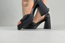 Босоножки женские кожаные черные на каблуках Фото 3