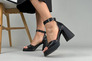 Босоножки женские кожаные черные на каблуках Фото 4