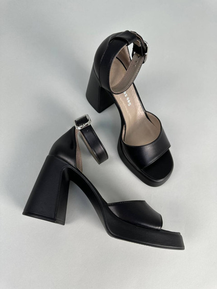 Босоножки женские кожаные черные на каблуках фото 12 — интернет-магазин Tapok