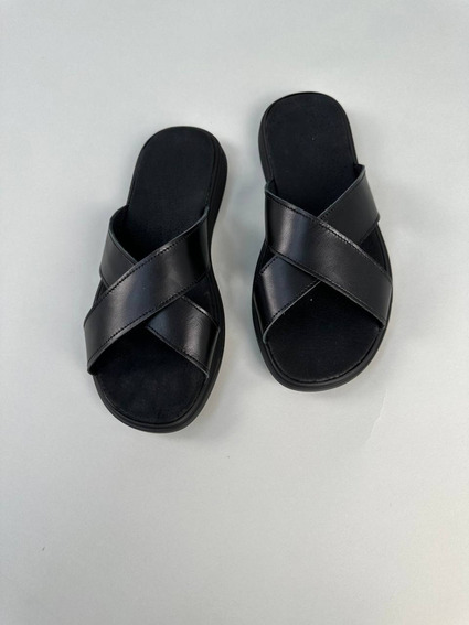 Шлепанцы мужские кожаные черного цвета фото 3 — интернет-магазин Tapok
