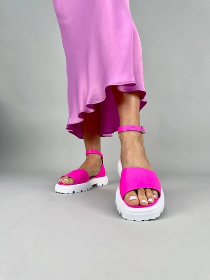 Босоножки женские кожаные розового цвета фото 4 — интернет-магазин Tapok