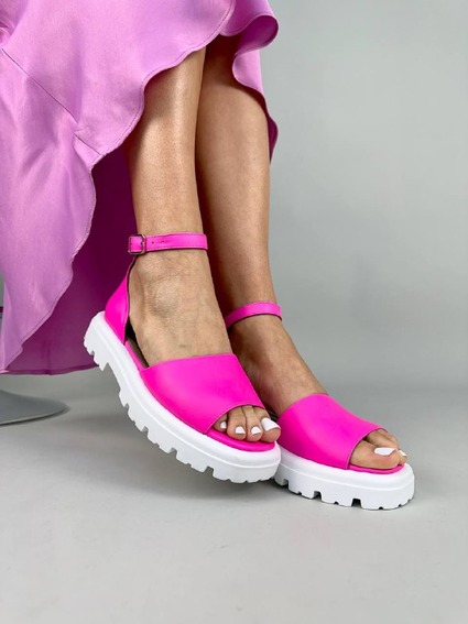 Босоножки женские кожаные розового цвета фото 5 — интернет-магазин Tapok