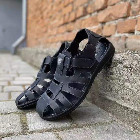 Мужские сандалии кожаные летние черные Morethan Пр-3 фото 1 — интернет-магазин Tapok