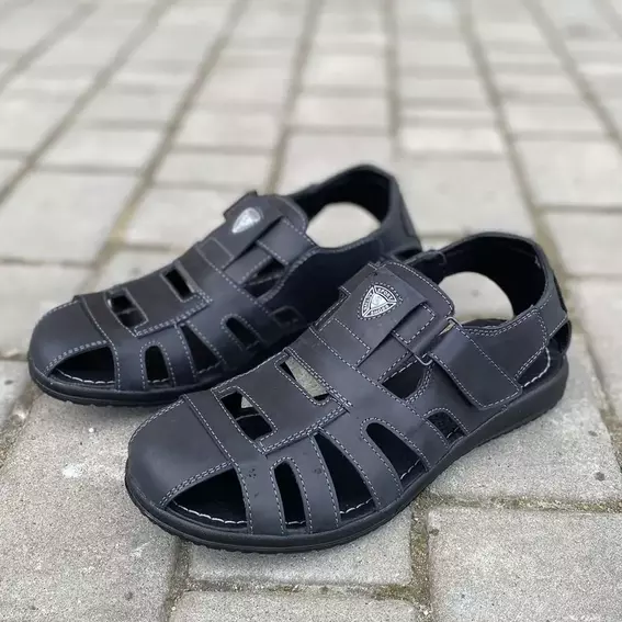 Мужские сандалии кожаные летние черные Morethan Пр-3 фото 2 — интернет-магазин Tapok