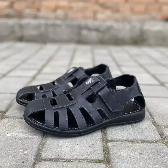 Мужские сандалии кожаные летние черные Morethan Пр-3 фото 3 — интернет-магазин Tapok