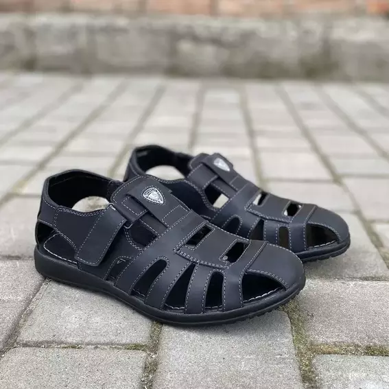 Мужские сандалии кожаные летние черные Morethan Пр-3 фото 4 — интернет-магазин Tapok
