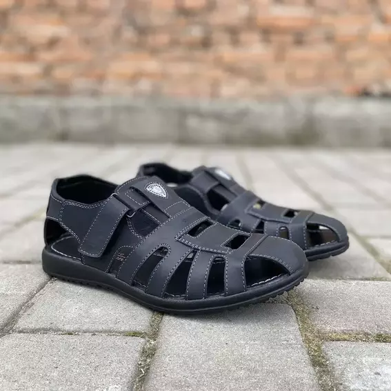 Мужские сандалии кожаные летние черные Morethan Пр-3 фото 5 — интернет-магазин Tapok