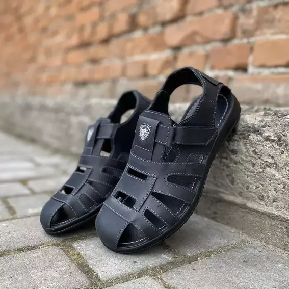 Мужские сандалии кожаные летние черные Morethan Пр-3 фото 7 — интернет-магазин Tapok