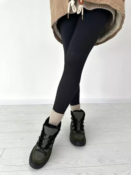 Ботинки женские кожа флотар цвета хаки с вставкой замши зимние фото 6 — интернет-магазин Tapok